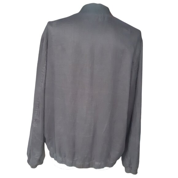 H&M SZ L Black Linen Fully Lined Zip Up Jacket - Picture 2 of 10